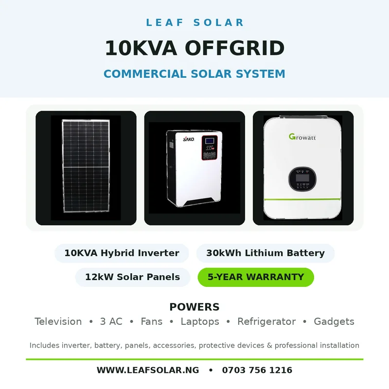 10KVA OFFGRID COMMERCIAL Solar Package (30kWh Lithium)