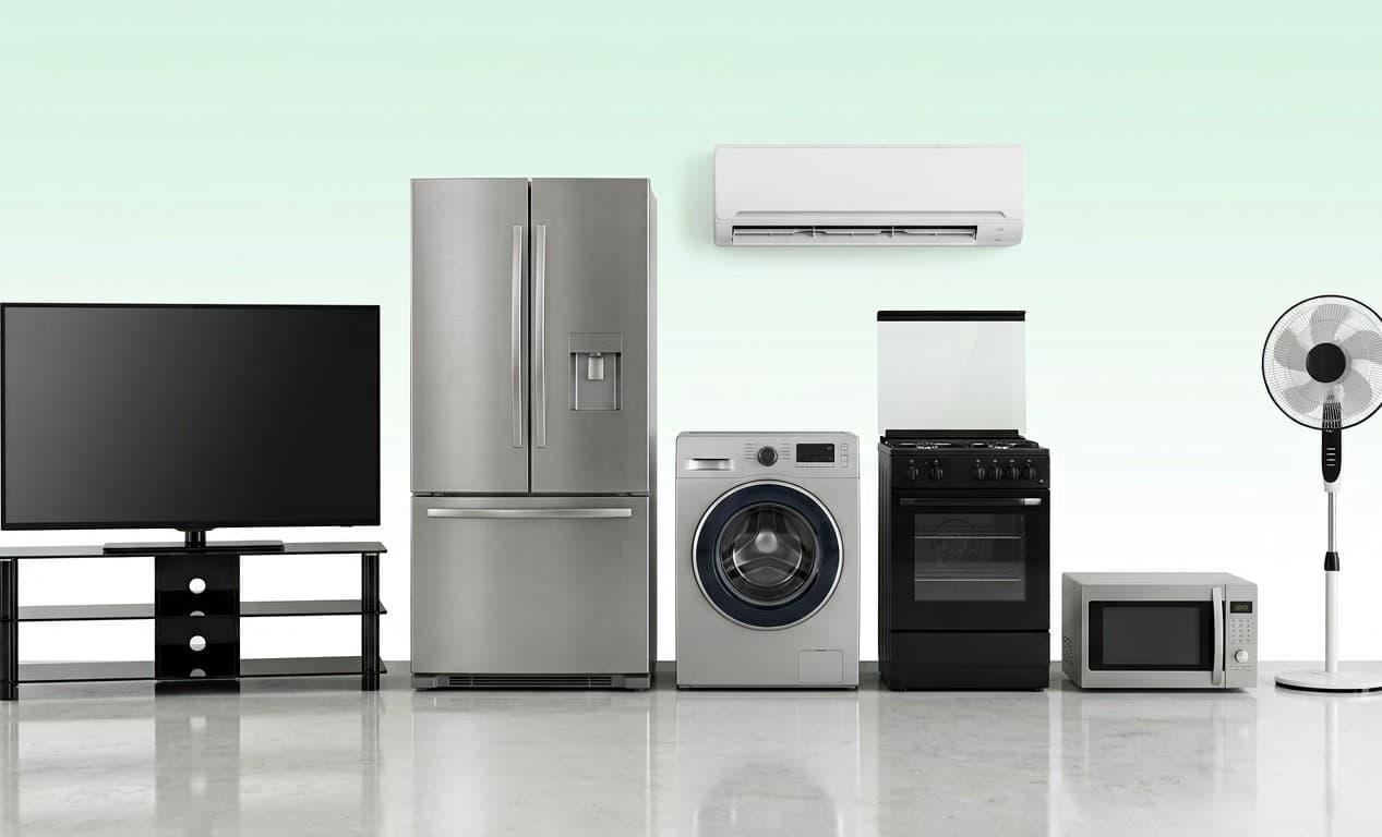 Televisions, refrigerator, washing machine, cooker, air conditioner and home appliances