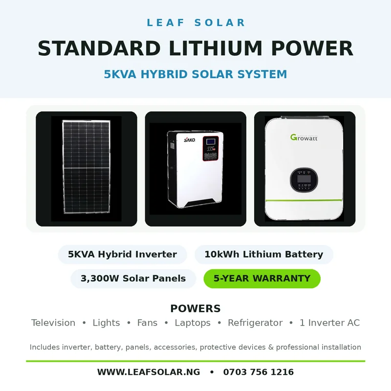 STANDARD LITHIUM POWER — 5KVA Solar Package (10kWh Lithium)